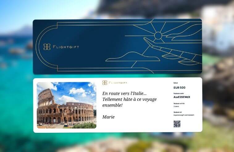 carte cadeau Flightgift pour un voyage en Italie
