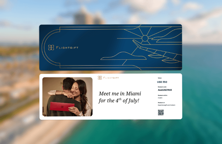 Flightgift card to travel to Miami for july 4
