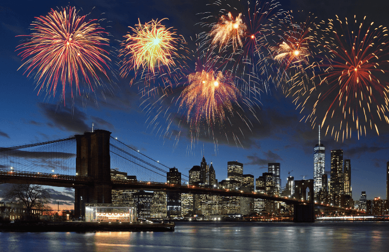 Fireworks across the NYC skyline