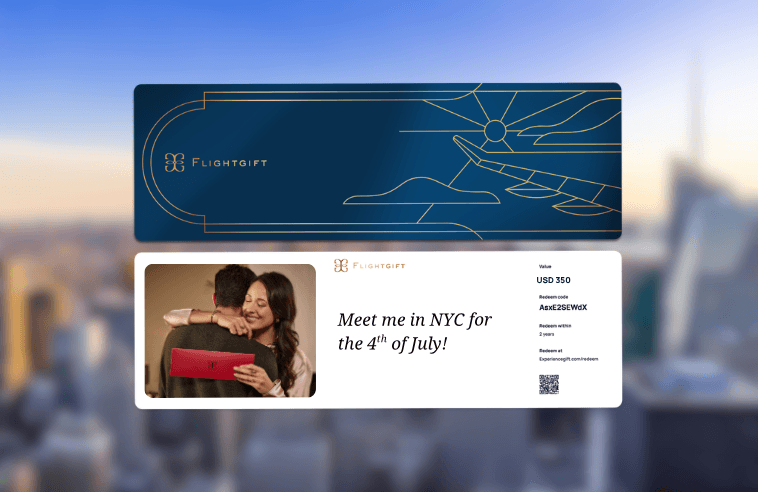 Flightgift card to travel to NYC for july 4