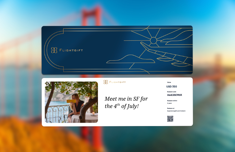 FLightgift card to travel to San Francisco for july 4