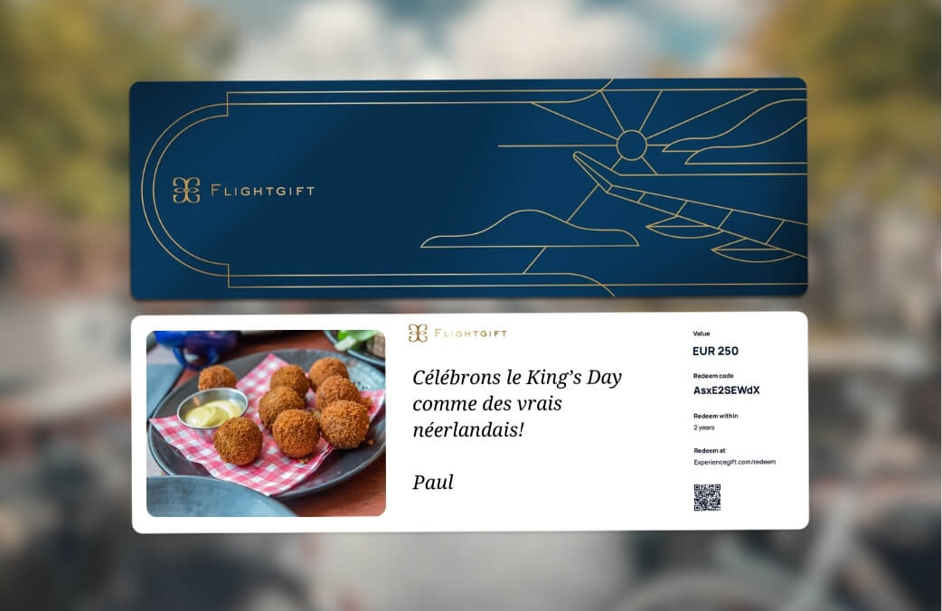 Carte cadeau Flightgift pour célébrer Kings Day à Amsterdam